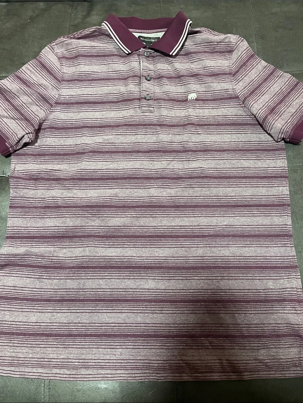 Banana Republic Maroon and Light Gray Striped Polo